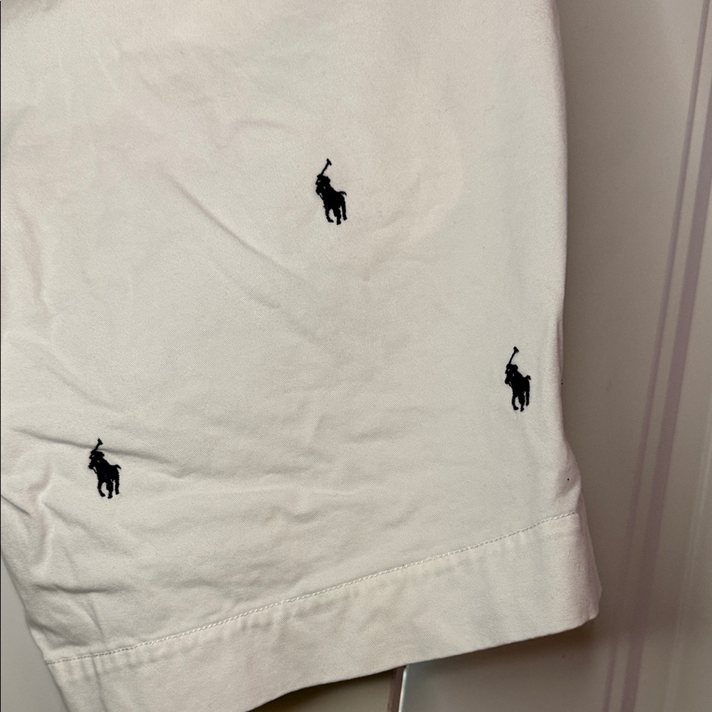 Polo by Ralph Lauren White Embroidered Polo Player Flat Front Shorts - Picture 12 of 14